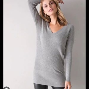 White House Black Market Grey Size S Ribbed Tunic Sweater